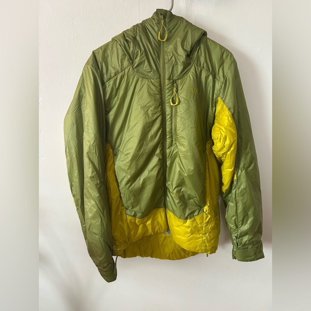 Olive Green and Yellow Men's Puffer Jacket